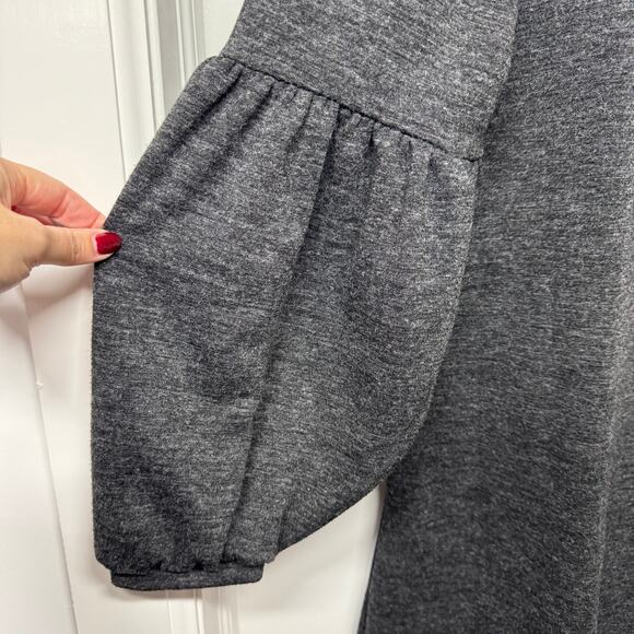 Adrienne Vittadini Charcoal Gray Puff Sleeve Tunic Shift Sweater Dress Size XL - Picture 3 of 8